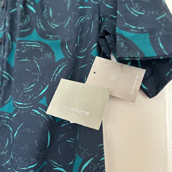 Liz Claiborne Short Sleeve Short Dress NWT in Aegean Navy Blue & Teal (Size 14) - Picture 4 of 9